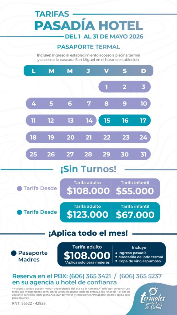 Tarifas pasadía - Hotel